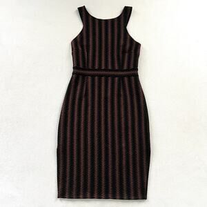 Anthropologie Maeve Women Meridian Sheath Dress Brown Black Stripe Sleeveless S